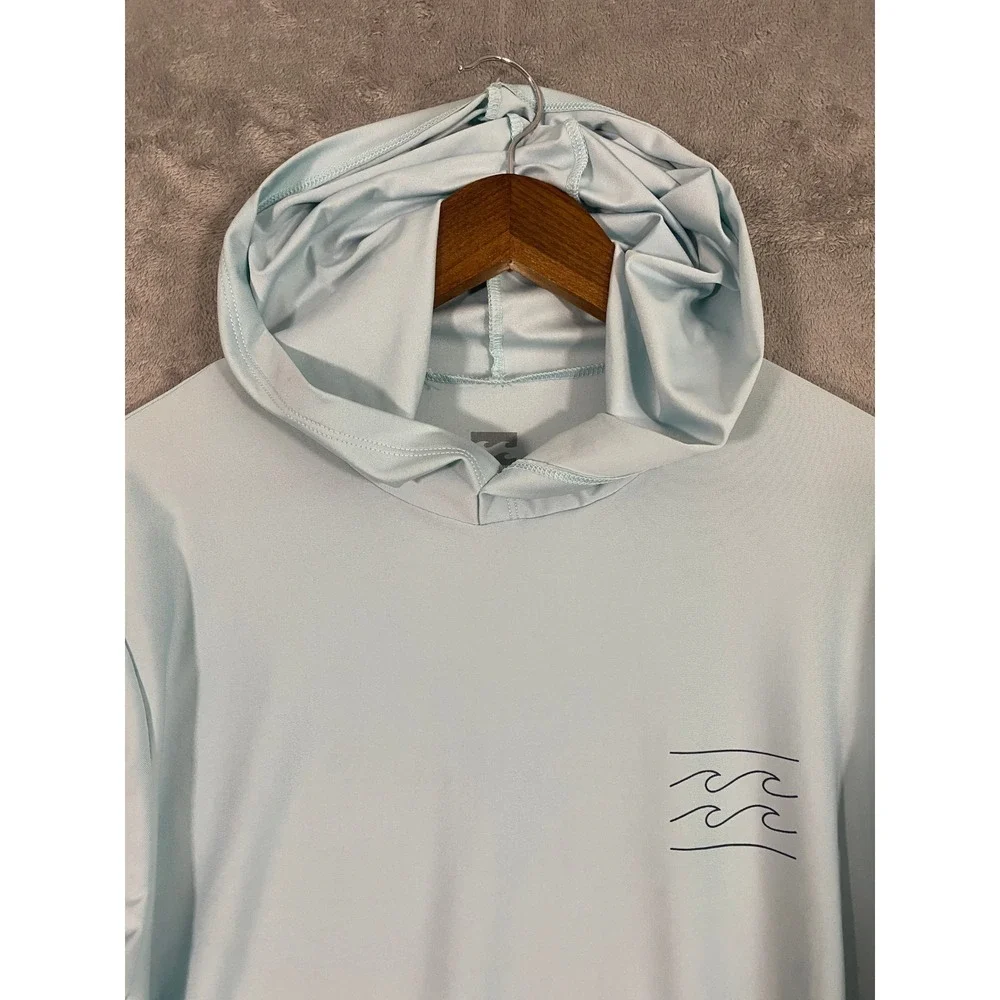 Billabong Sun Shirt Mens Medium Light Blue Loose Fit UPF 50 Hoodie Surf Beach